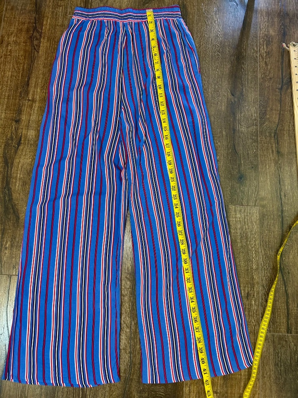 Bluenotes straight pants, size M white blue red stripes - Picture 3 of 9